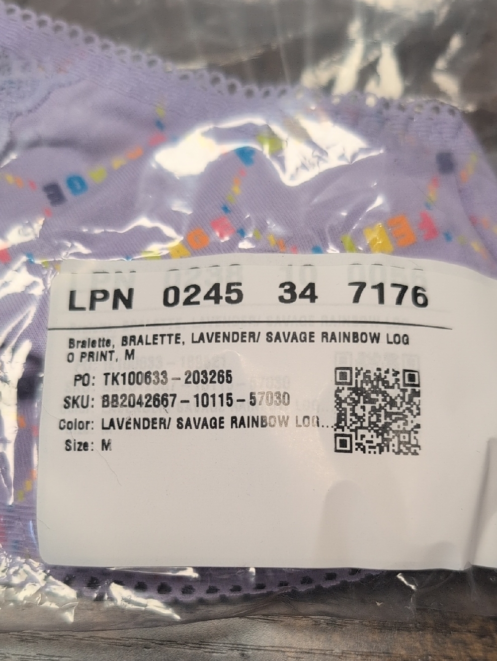 Savage Fenty Lavender Savage Rainbow Bralette Size Medium - Picture 9 of 9